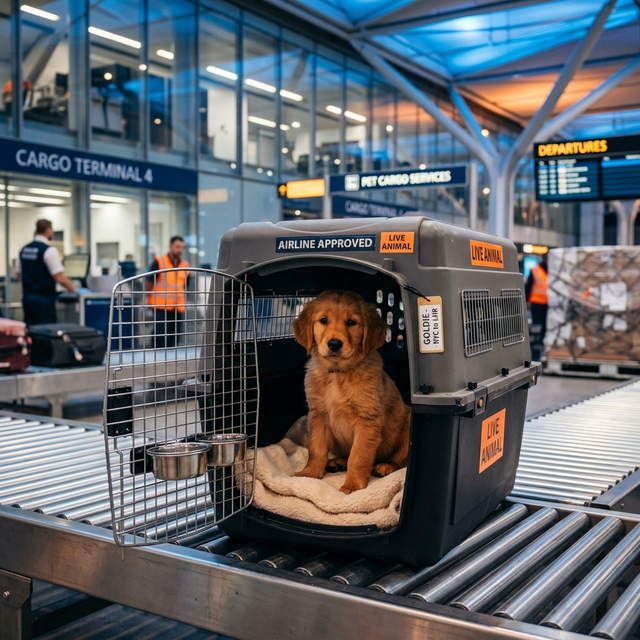 Comfortable Pet in Luxury Crate